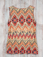 Zosima | Women's Geometric Print Ruched Sleeveless Top