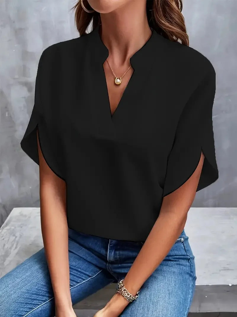 Genevieve | Women's Stylish V-Neck Flowy Blouse