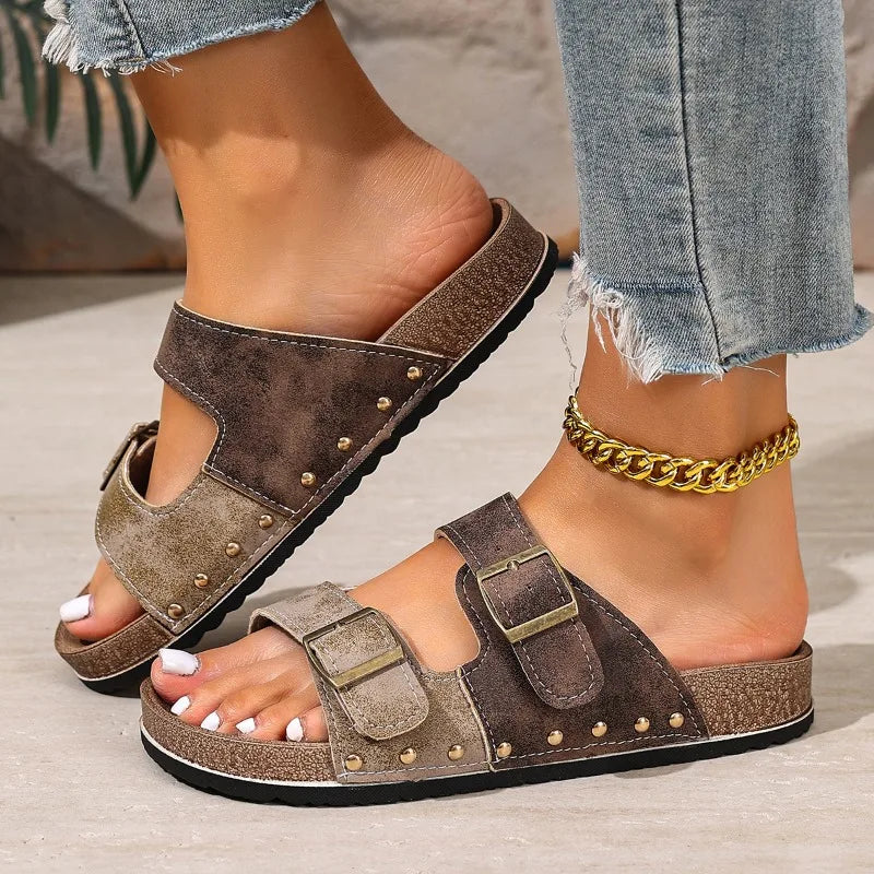 Thalia | Women's Casual Double Buckle Slide Sandals