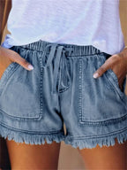 Afton | Women's Casual Frayed Hem Summer Shorts