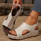 Idris | Women's Cut-Out Studded Peep Toe Platform Sandals