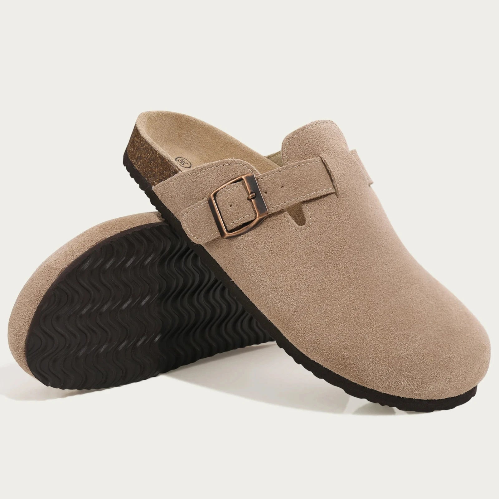 Taryn | Women's Suede Slip-On Clogs with Buckle Detail