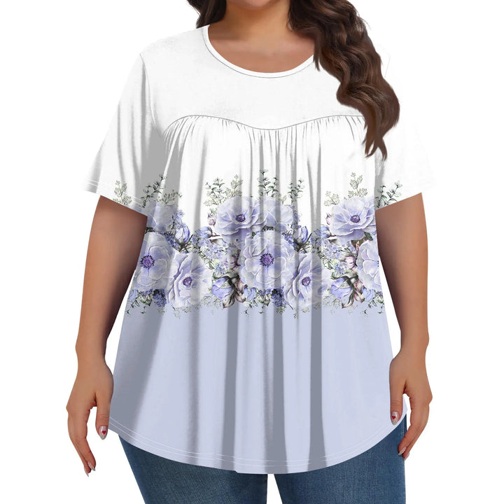 Sorley | Women's Floral Graphic Color Block Short Sleeve Top