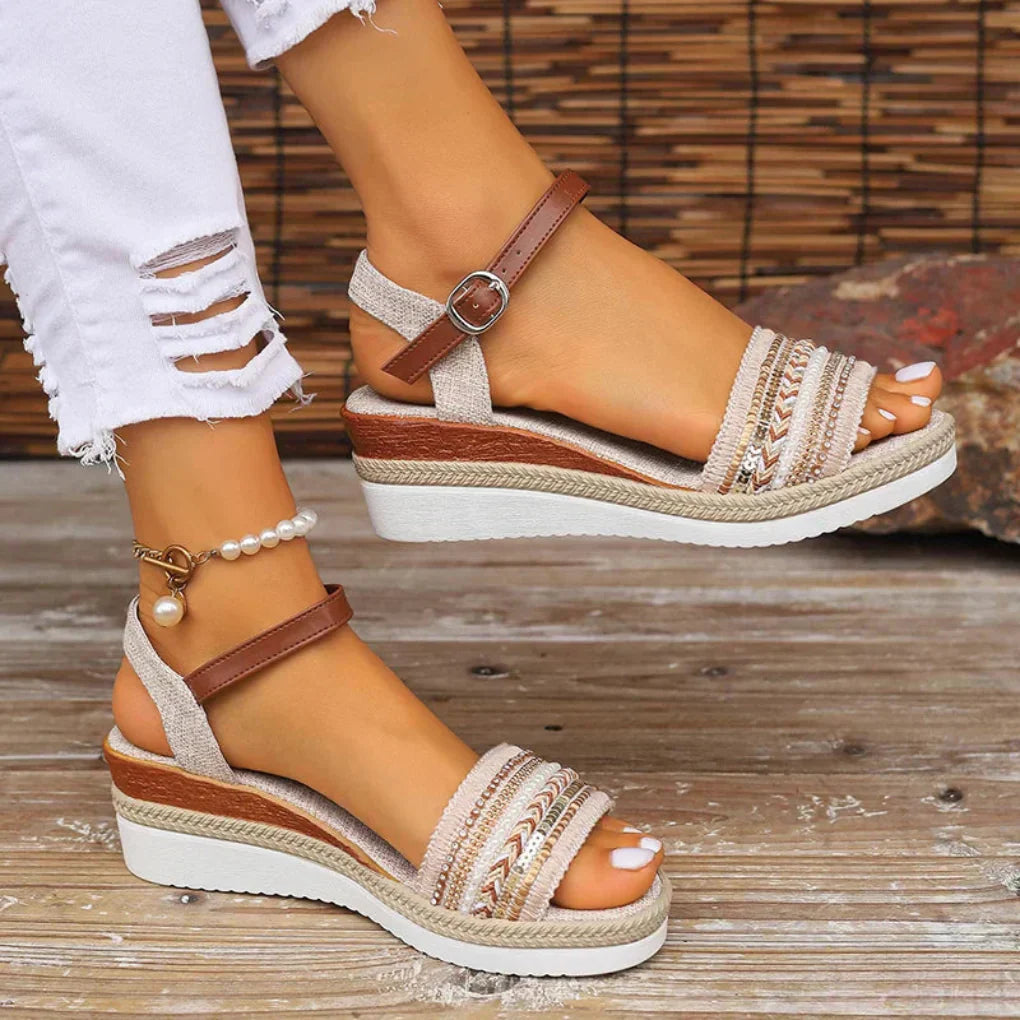 Lyssara | Women's Embellished Boho Wedge Sandals