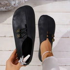 Evarra | Women's Button Detail Slip-On Flat Loafers