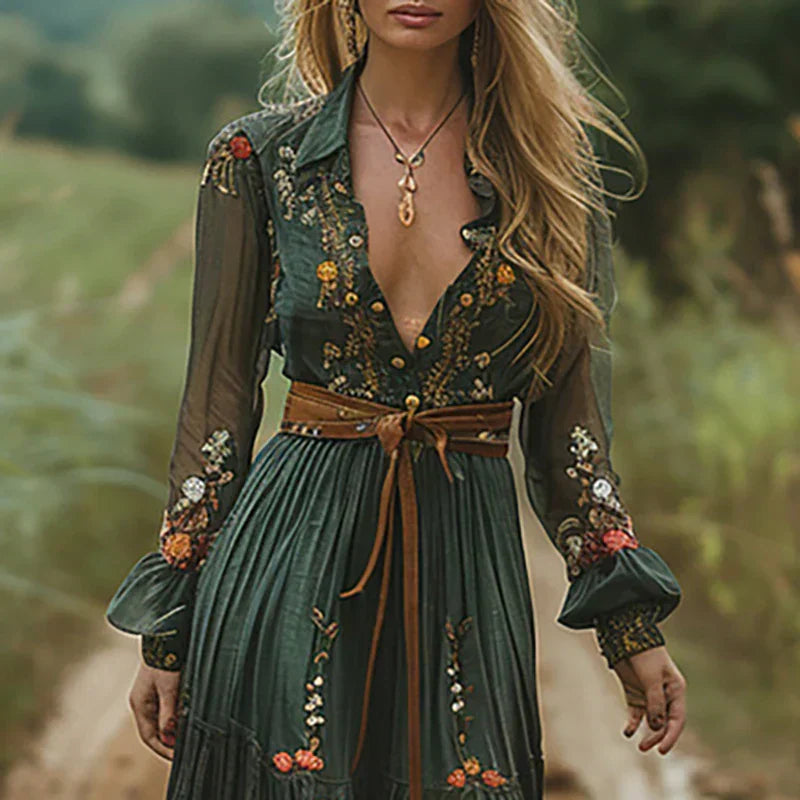 Alina | Women's Boho V-Neck Maxi Dress