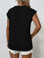 Quillan | Women's Cap Sleeve Crew Neck Relaxed Fit T-Shirt