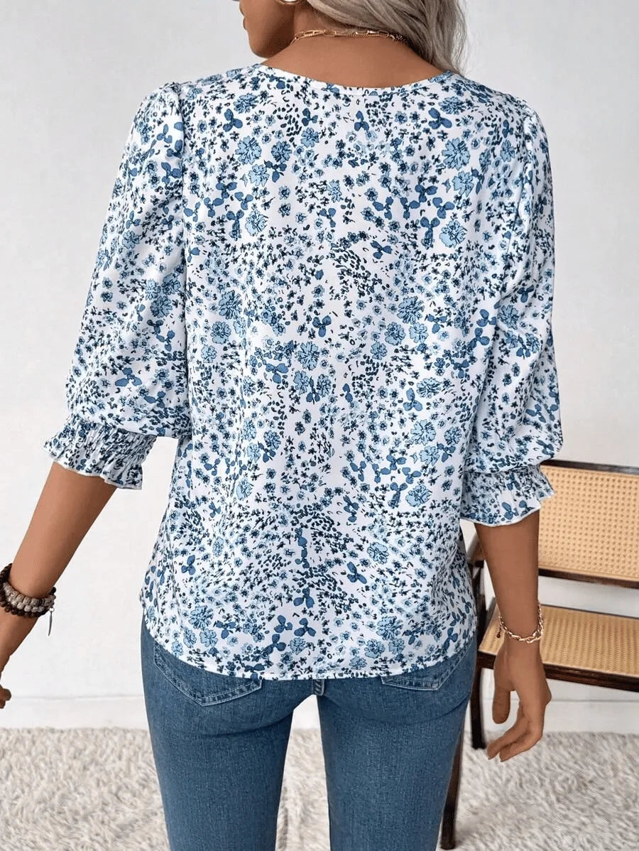 Finian | Women's Floral Print Three-Quarter Sleeve Top