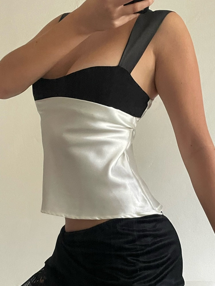 Luxara | Women's Two-Tone Contrast Cropped Vest Corset Top
