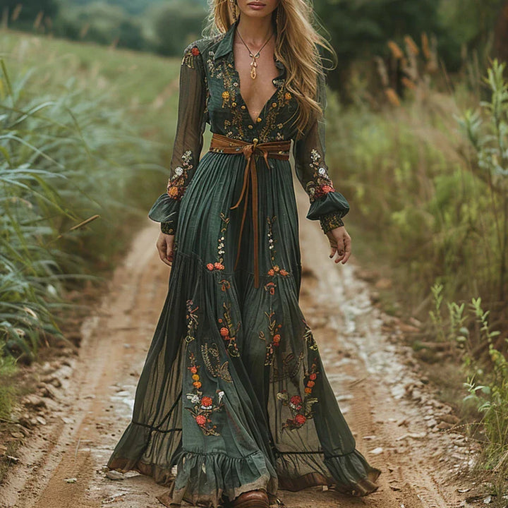 Alina | Women's Boho V-Neck Maxi Dress