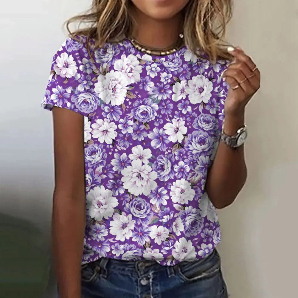 Jarlath | Women's Bold Floral Graphic Short Sleeve T-Shirt