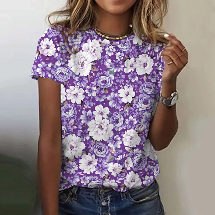 Jarlath | Women's Bold Floral Graphic Short Sleeve T-Shirt