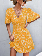 Yannick | Women's Floral Frill Sleeve Wrap Midi Summer Dress