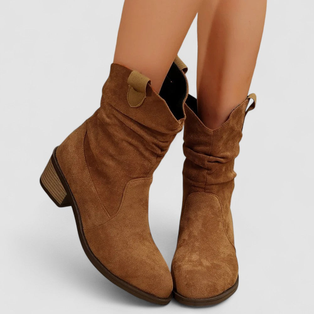 Honoria | Women's Slouch Heeled Calf Boots