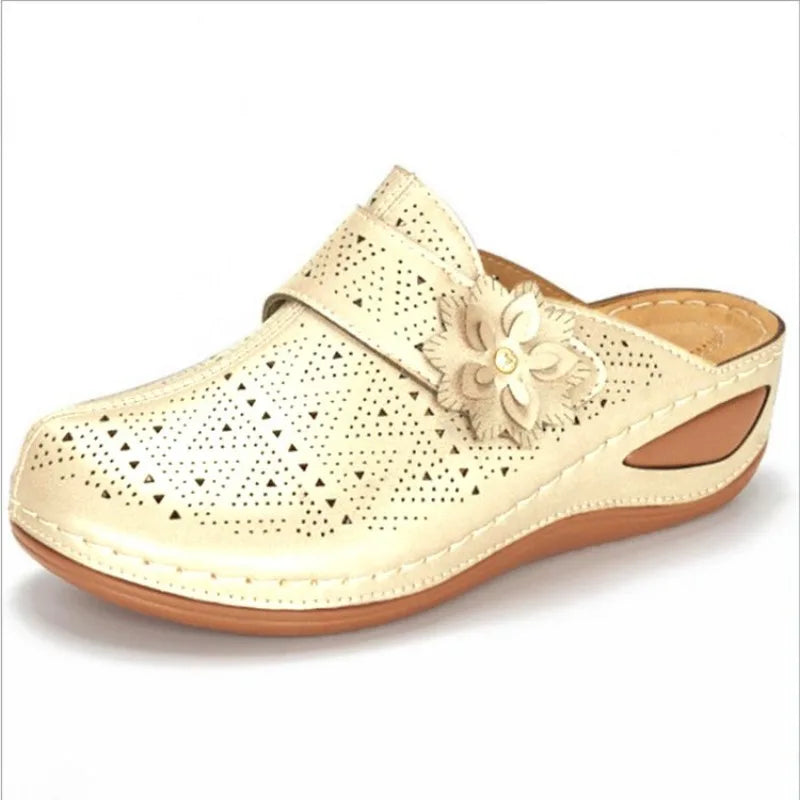 Elowen | Women's Floral Slip On Clogs with Perforated Design
