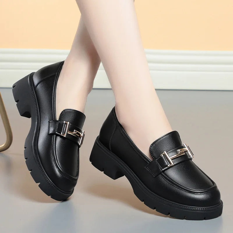 Eira | Women's Chic Platform Mary Janes with Gold Buckle Detail