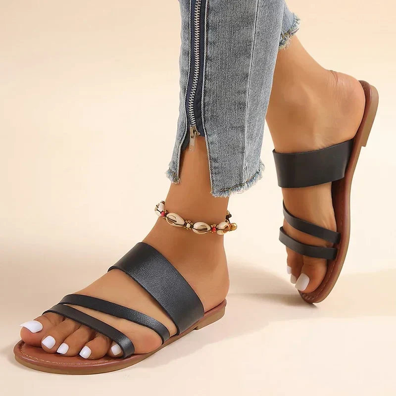 Osberga | Women's Double Band Toe Ring Flat Slides