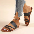 Osberga | Women's Double Band Toe Ring Flat Slides