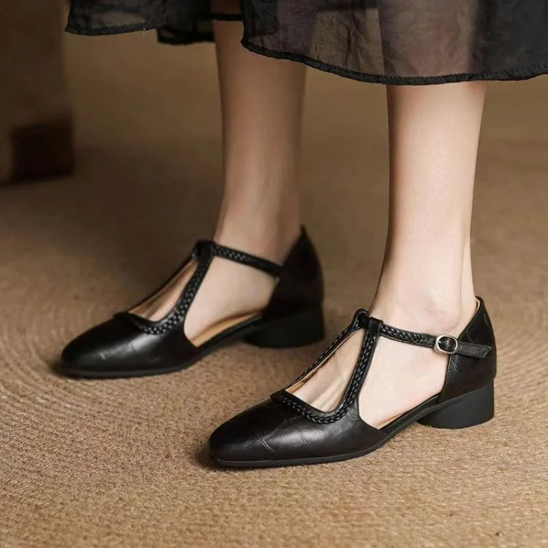 Idalia | Women's Classic Leather Mary Janes with T-Strap Design