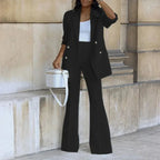Agnes | Women's Elegant Double-Breasted Blazer & Flared Trousers Set