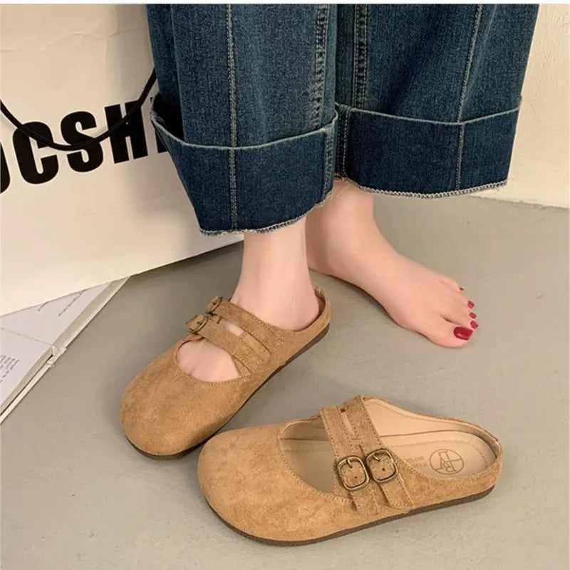 Niamh | Women's Casual Slip-On Suede Clogs with Buckle Detail