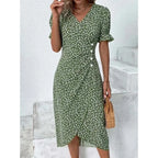 Jobst | Women's Floral Button Front Puff Sleeve Midi Dress
