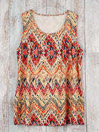 Zosima | Women's Geometric Print Ruched Sleeveless Top
