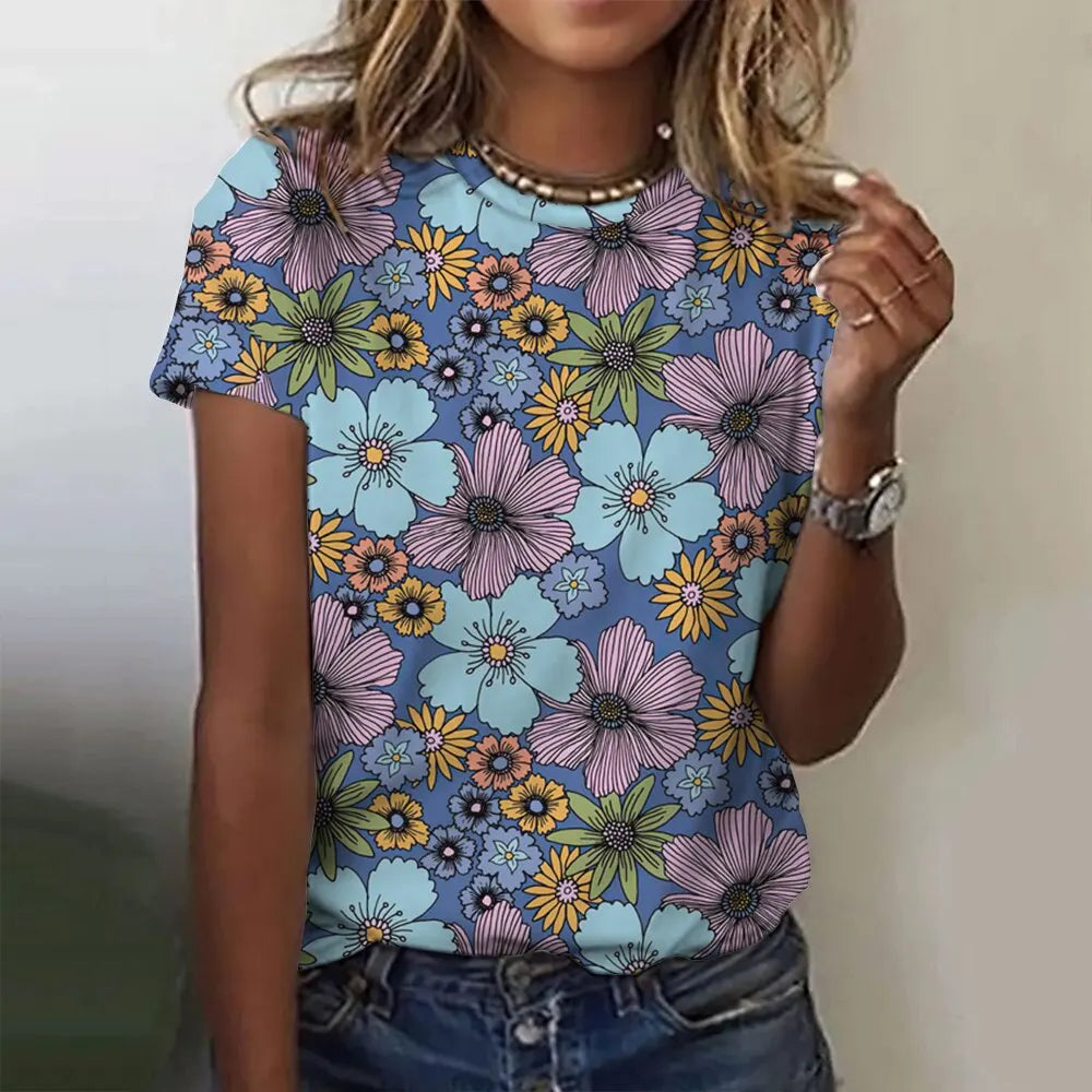 Jarlath | Women's Bold Floral Graphic Short Sleeve T-Shirt