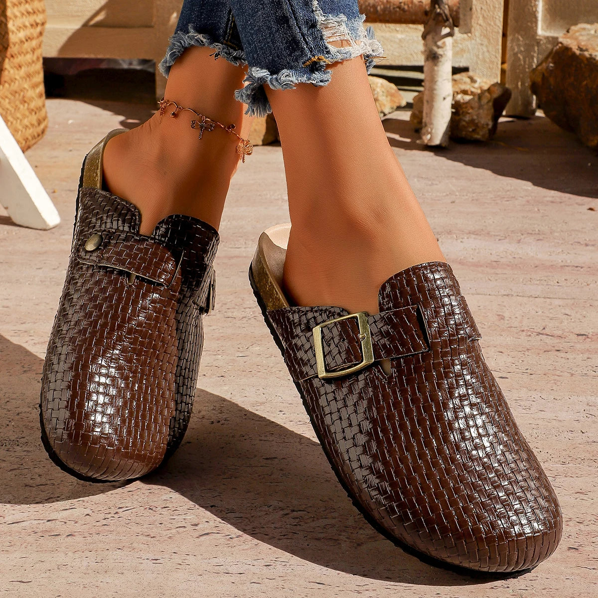 Oriana | Women's Stylish Slide-In Clogs with Buckle Detail