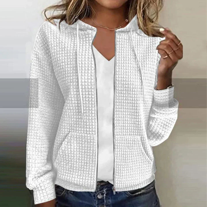 Greer | Women's Waffle Knit Zip-Up Hooded Jacket