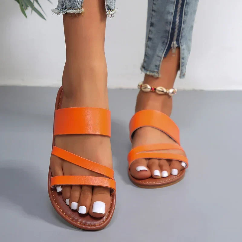 Osberga | Women's Double Band Toe Ring Flat Slides