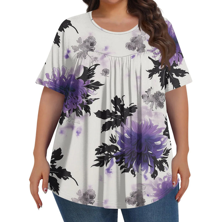 Sorley | Women's Floral Graphic Color Block Short Sleeve Top
