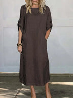 Dove | Women's Breezy Loose Fit Pocket Midi Dress