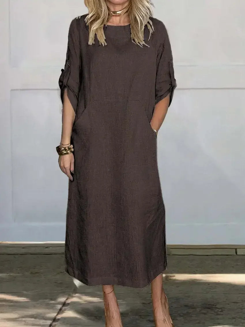 Dove | Women's Breezy Loose Fit Pocket Midi Dress