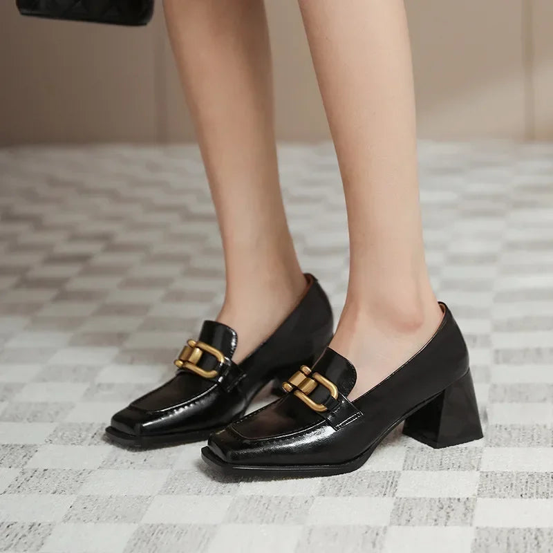 Elowen | Women's Elegant Square Toe Mary Janes with Buckle Detail