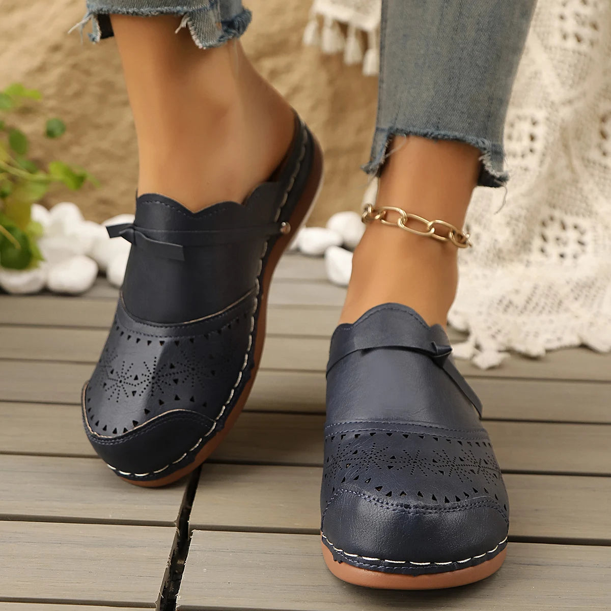 Briar | Women's Stylish Clog Slip Ons with Perforated Detail