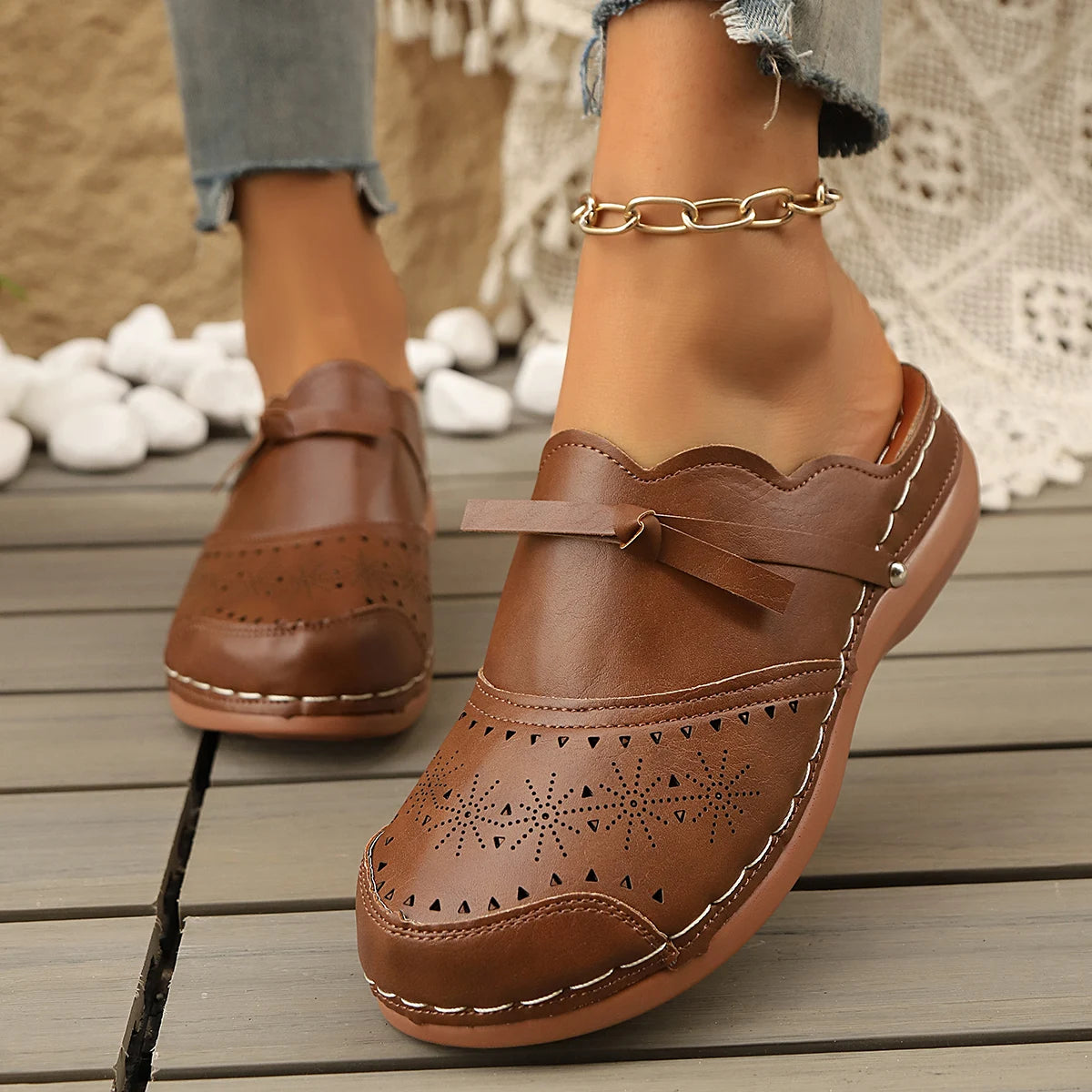 Briar | Women's Stylish Clog Slip Ons with Perforated Detail