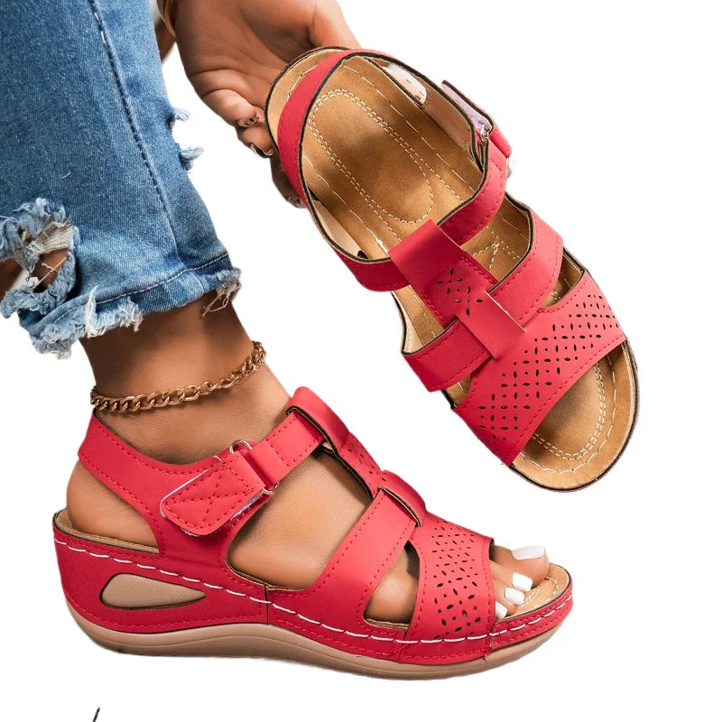 Sorcha | Women's Orthopedic Perforated Wedge Sandals with Ankle Strap