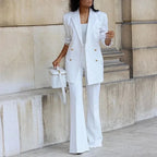 Agnes | Women's Elegant Double-Breasted Blazer & Flared Trousers Set