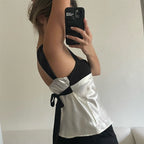 Luxara | Women's Two-Tone Contrast Cropped Vest Corset Top