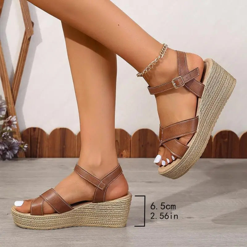Dashiell | Women's Elegant Cross Strap Espadrille Wedge Sandals