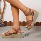 Dashiell | Women's Elegant Cross Strap Espadrille Wedge Sandals