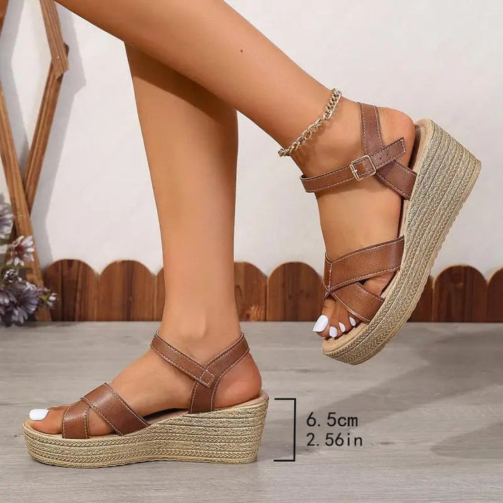 Dashiell | Women's Elegant Cross Strap Espadrille Wedge Sandals