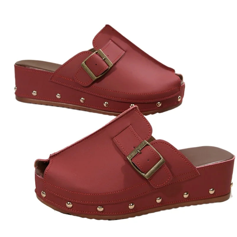 Aurora | Women's Open Front Slip-On Clogs with Buckle Detail