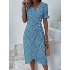 Jobst | Women's Floral Button Front Puff Sleeve Midi Dress