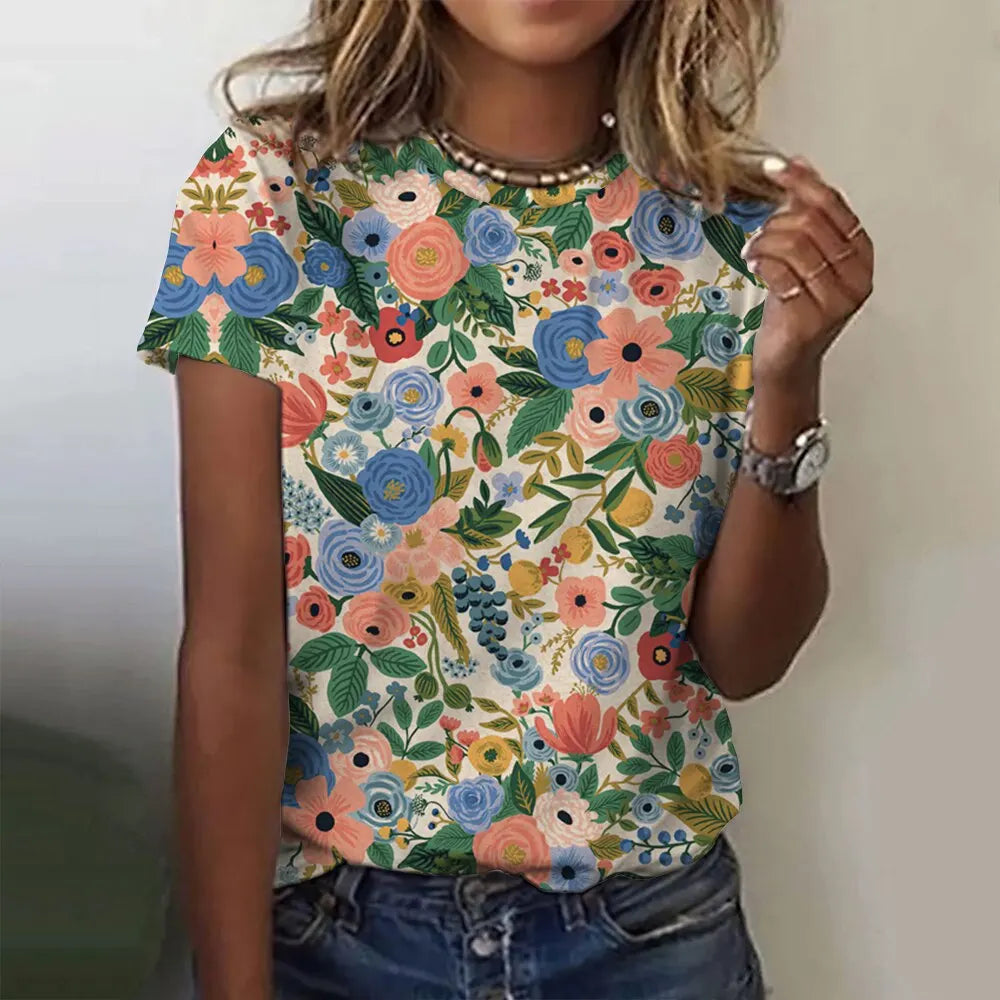 Jarlath | Women's Bold Floral Graphic Short Sleeve T-Shirt