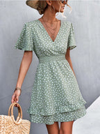 Yannick | Women's Floral Frill Sleeve Wrap Midi Summer Dress