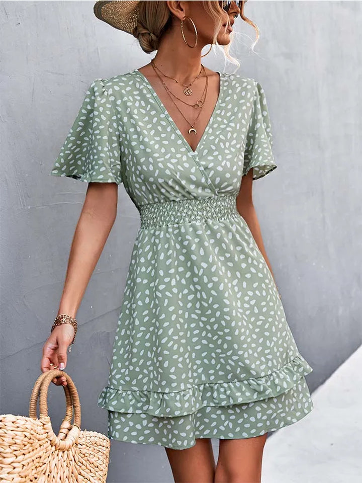 Yannick | Women's Floral Frill Sleeve Wrap Midi Summer Dress