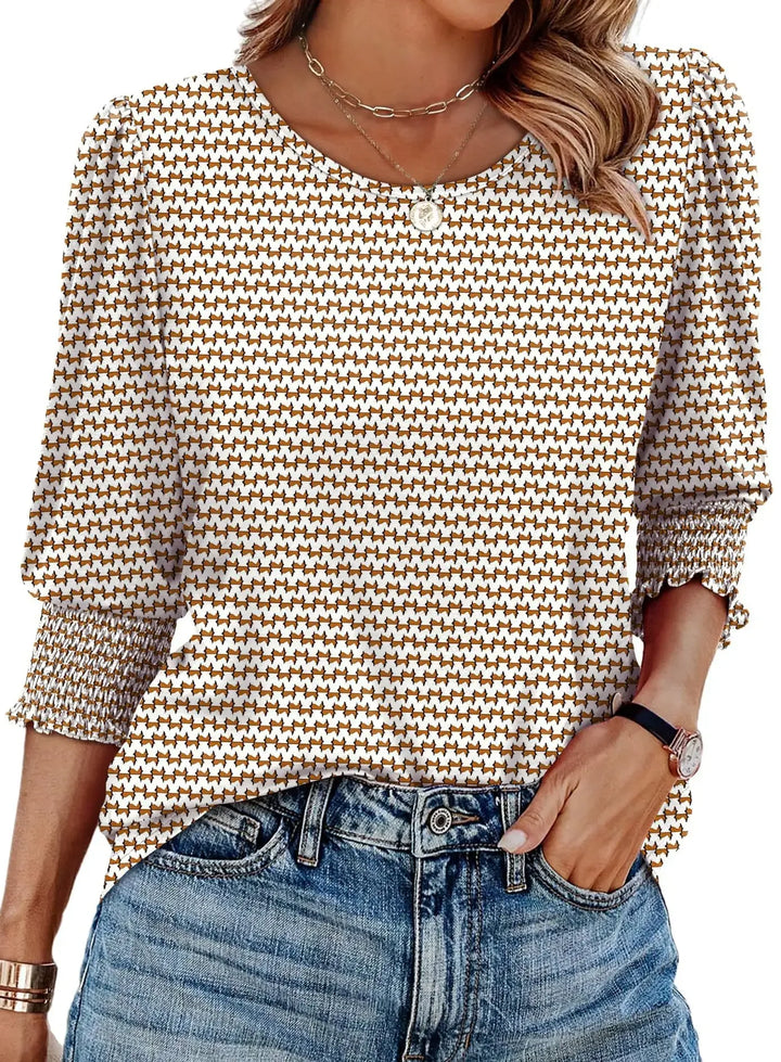 Finian | Women's Floral Print Three-Quarter Sleeve Top