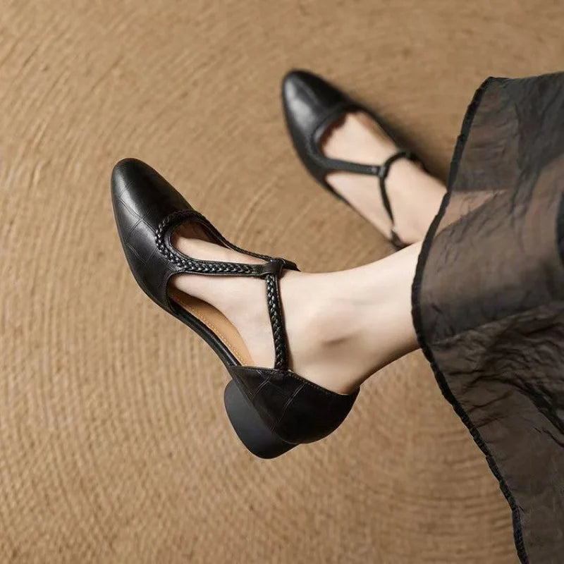 Idalia | Women's Classic Leather Mary Janes with T-Strap Design